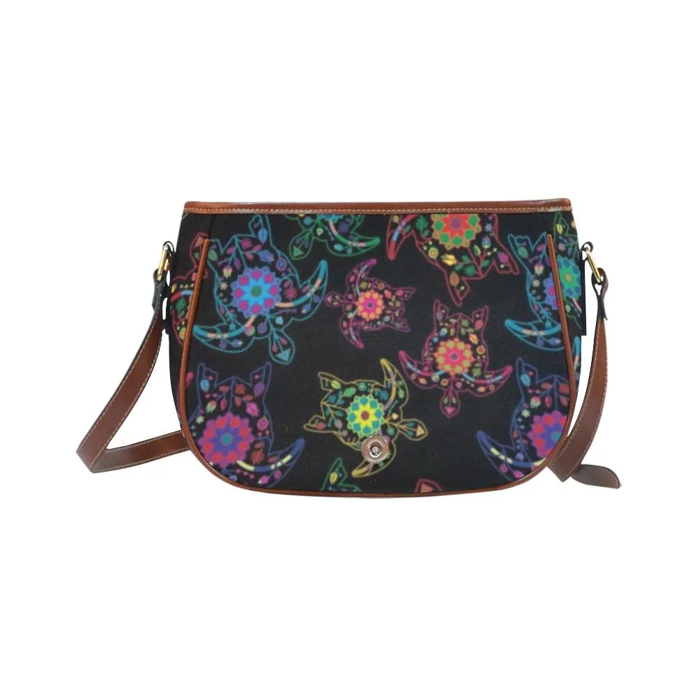 Neon Floral Turtles Saddle Bag/Small
