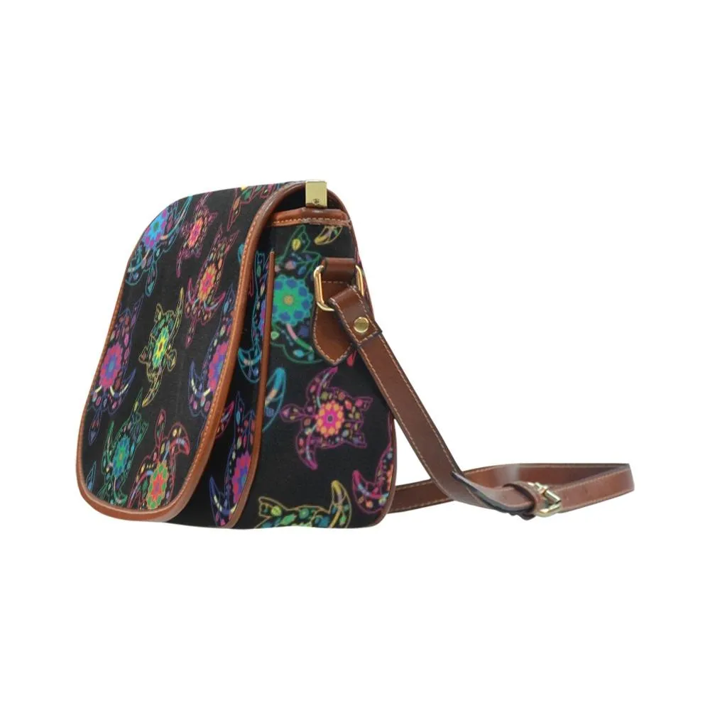 Neon Floral Turtles Saddle Bag/Small