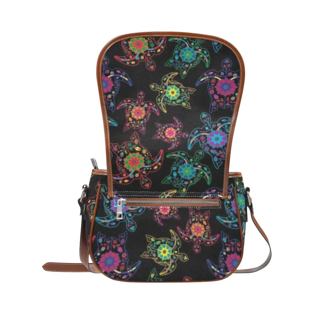 Neon Floral Turtles Saddle Bag/Small