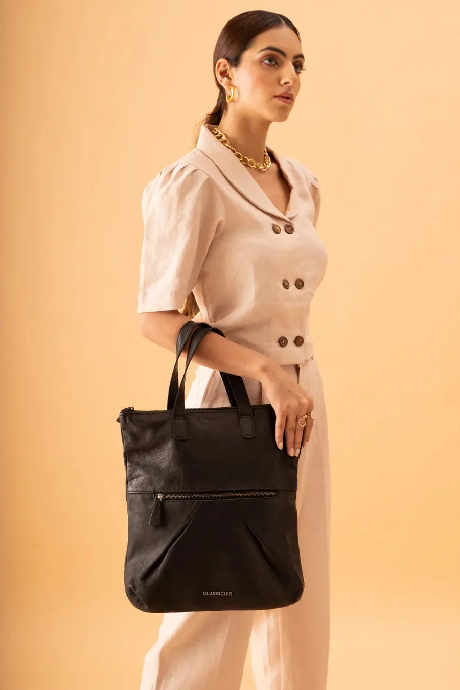 Nice Pleats Bifold Foldover Tote