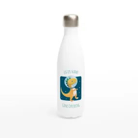 Personalisable White 17oz Stainless Steel Water Bottle - Cute Spacewalk Dinosaur