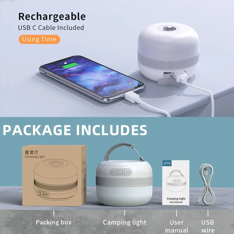 Portable Camping Light USB-C 230 Hours 5200 mAh Power bank