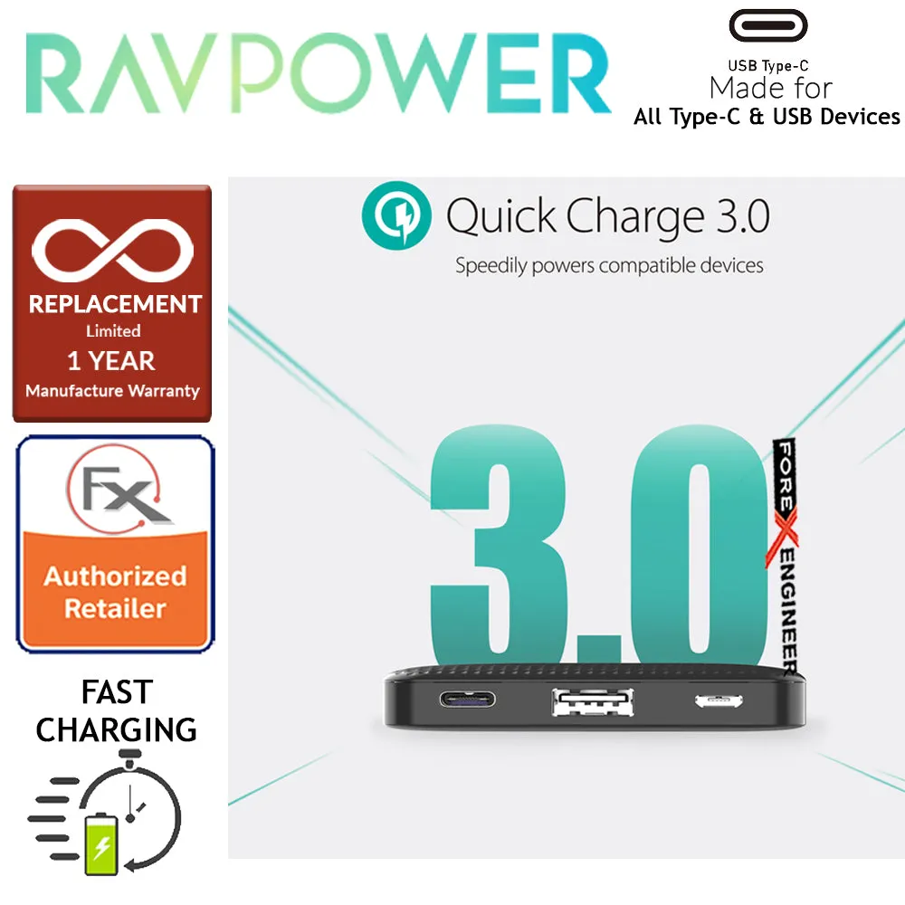 RavPower RP-PB095 20100mAh PD 45W   QC3.0 - Slim Power Bank - Black