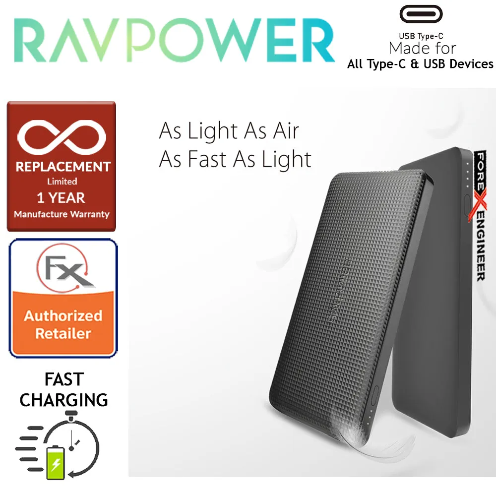RavPower RP-PB095 20100mAh PD 45W   QC3.0 - Slim Power Bank - Black