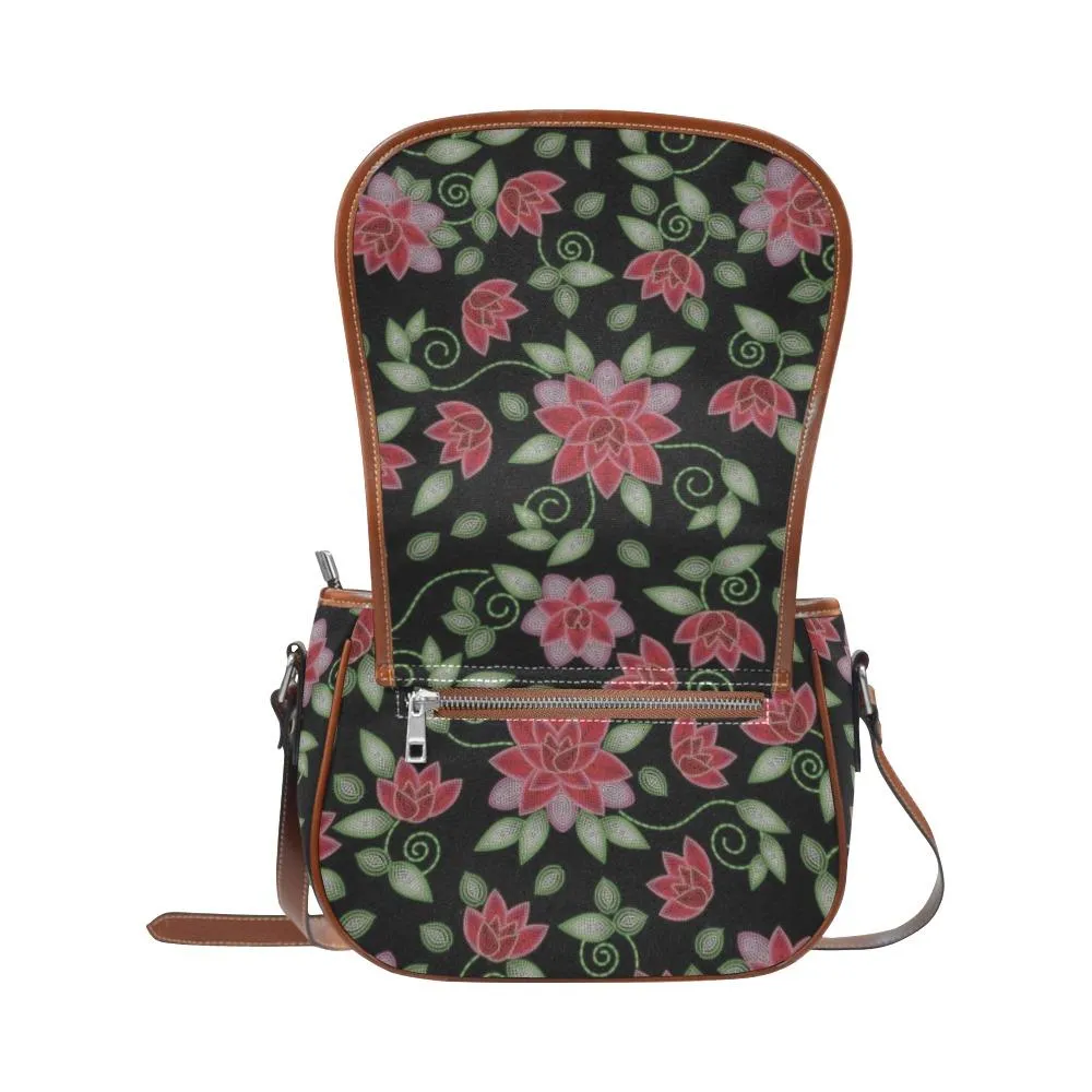 Red Beaded Rose Saddle Bag/Small