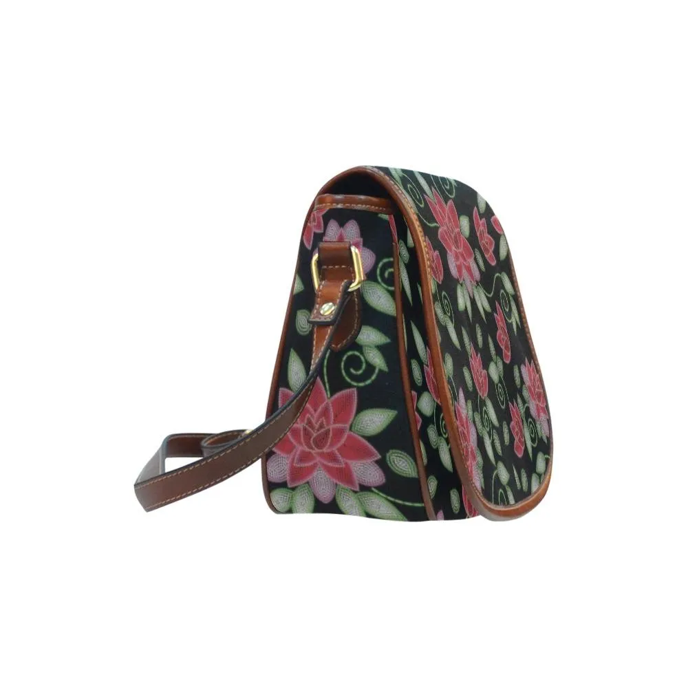Red Beaded Rose Saddle Bag/Small