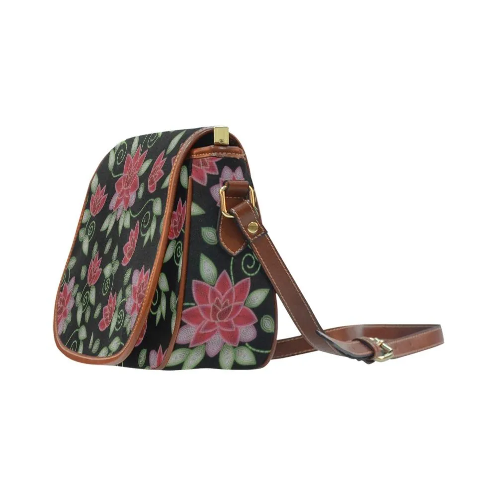 Red Beaded Rose Saddle Bag/Small
