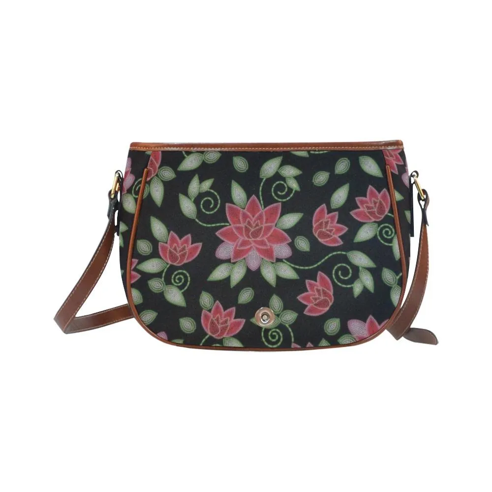 Red Beaded Rose Saddle Bag/Small
