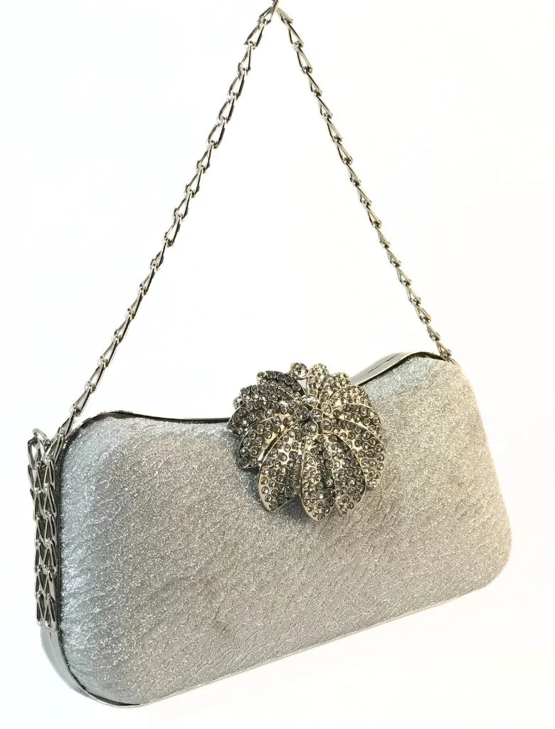 Rhinestone flower clutch
