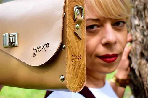 Sand bag leather wood women