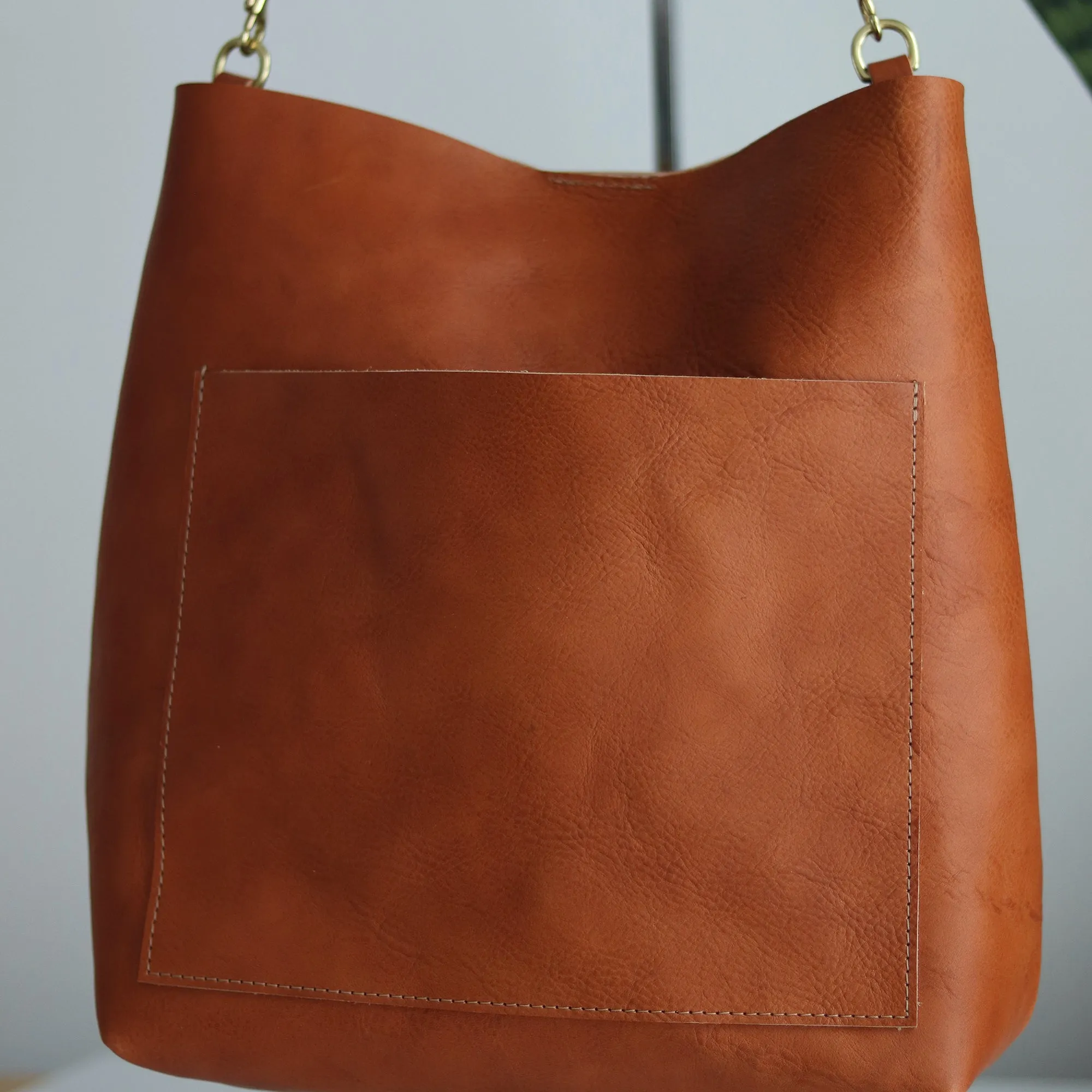 Seconds Sale Leather Day Bag - Saddle Brown