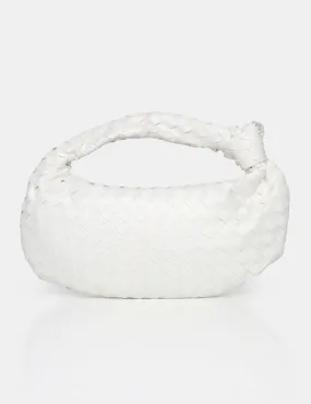 The Blame White Woven PU Knot Detail Mini Grab Bag