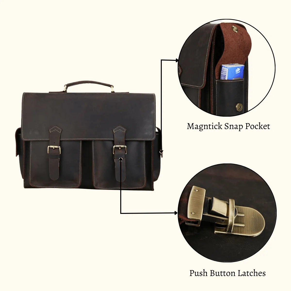 The Brass Maiden – Vintage Leather Briefcase