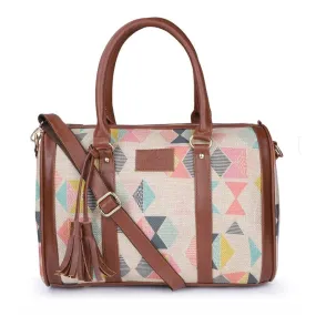THE CLOWNFISH Lorna Printed Handicraft Fabric Handbag for Women Office Bag Ladies Shoulder Bag Tote For Women College Girls (Multicolour)