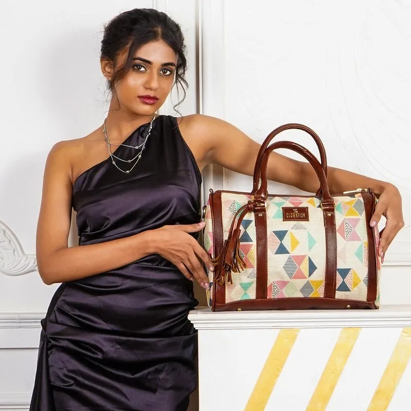 THE CLOWNFISH Lorna Printed Handicraft Fabric Handbag for Women Office Bag Ladies Shoulder Bag Tote For Women College Girls (Multicolour)