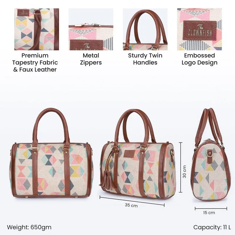 THE CLOWNFISH Lorna Printed Handicraft Fabric Handbag for Women Office Bag Ladies Shoulder Bag Tote For Women College Girls (Multicolour)