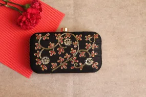 Threadwork With Sequin Hand Embroidered Clutch