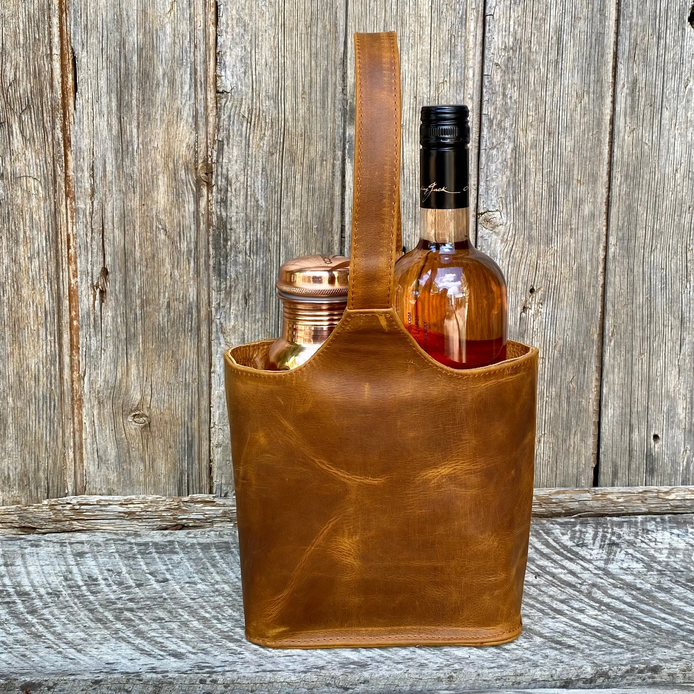 Twin Bottle Leather Wine Carrier