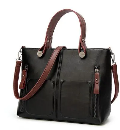 Vintage PU Shoulder Bag Female Causal Totes