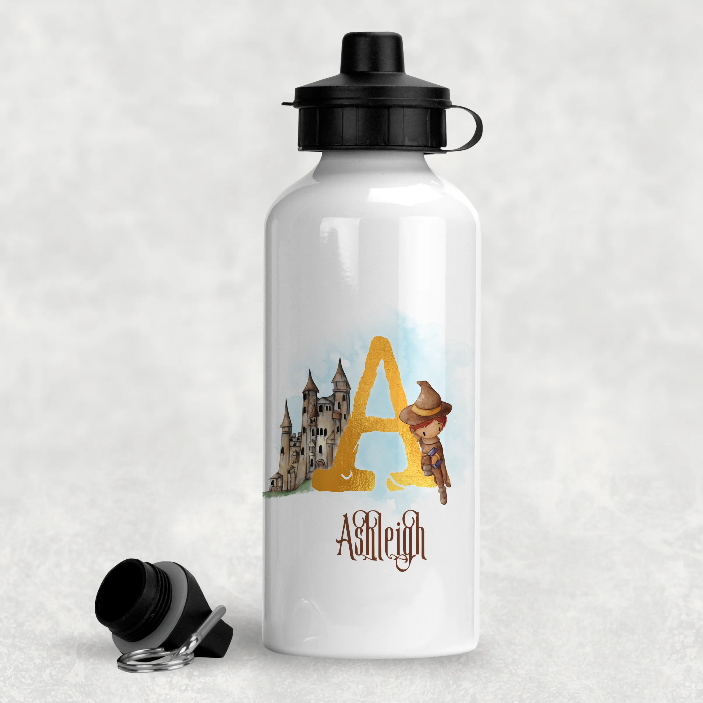 Wizard Alphabet Personalised Aluminium Water Bottle 400/600ml