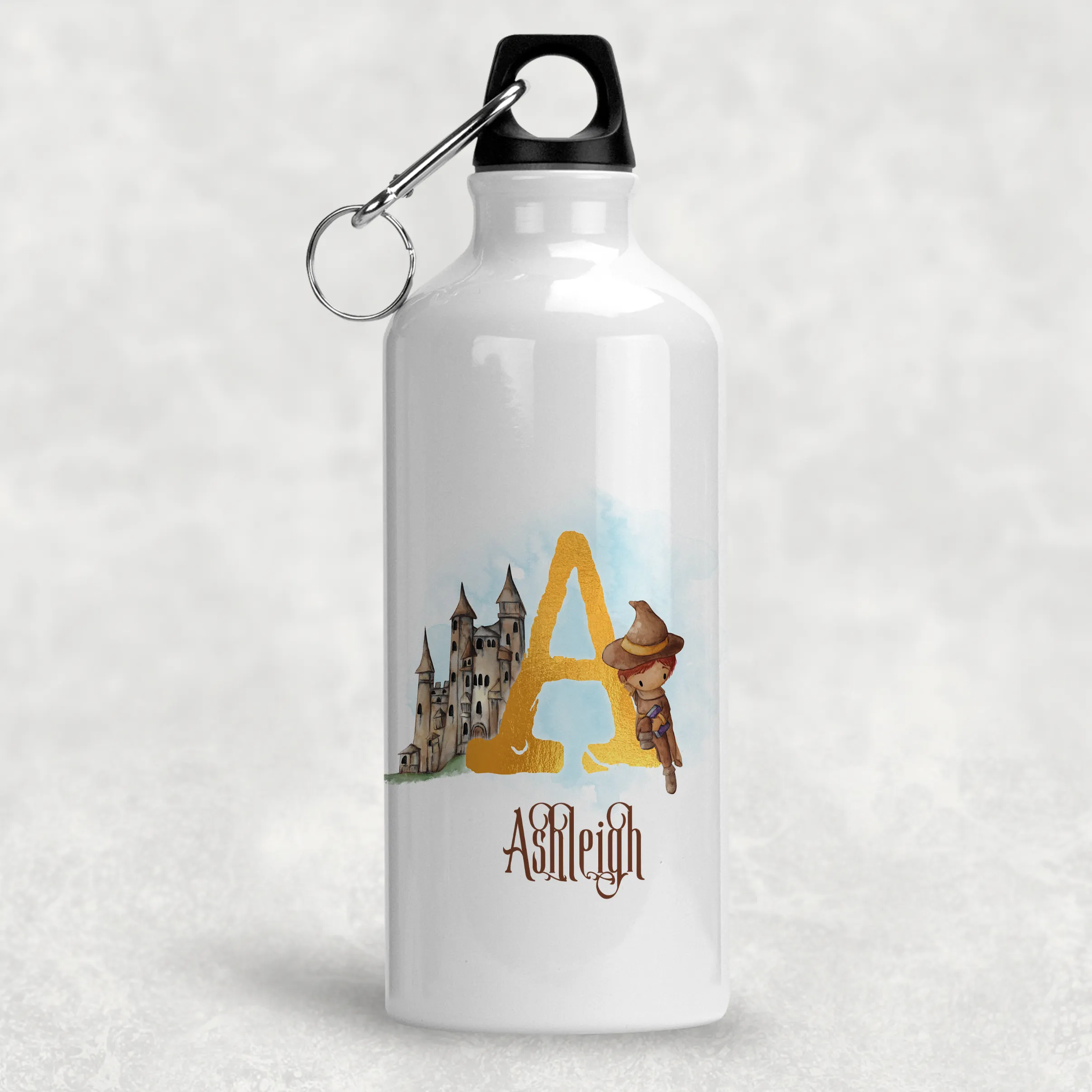 Wizard Alphabet Personalised Aluminium Water Bottle 400/600ml