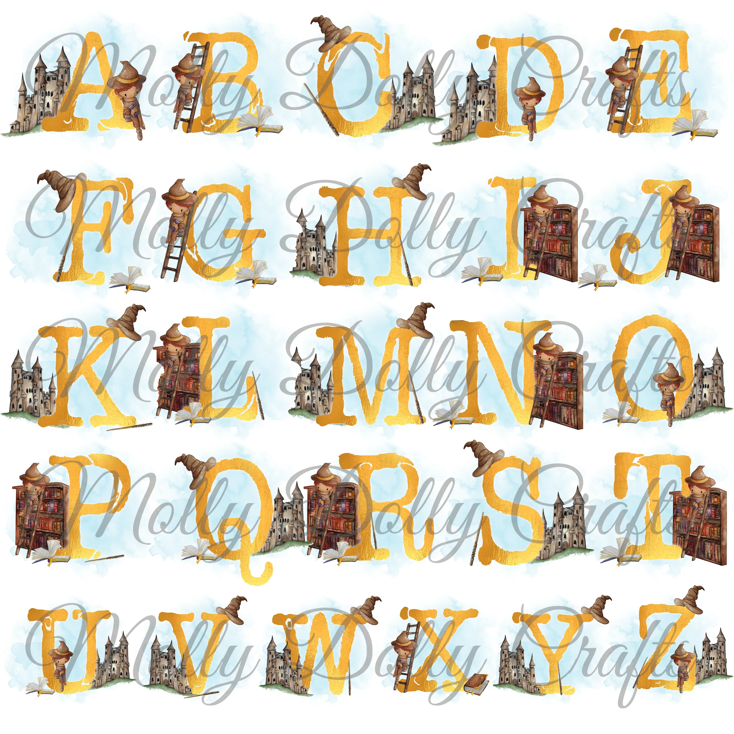 Wizard Alphabet Personalised Aluminium Water Bottle 400/600ml