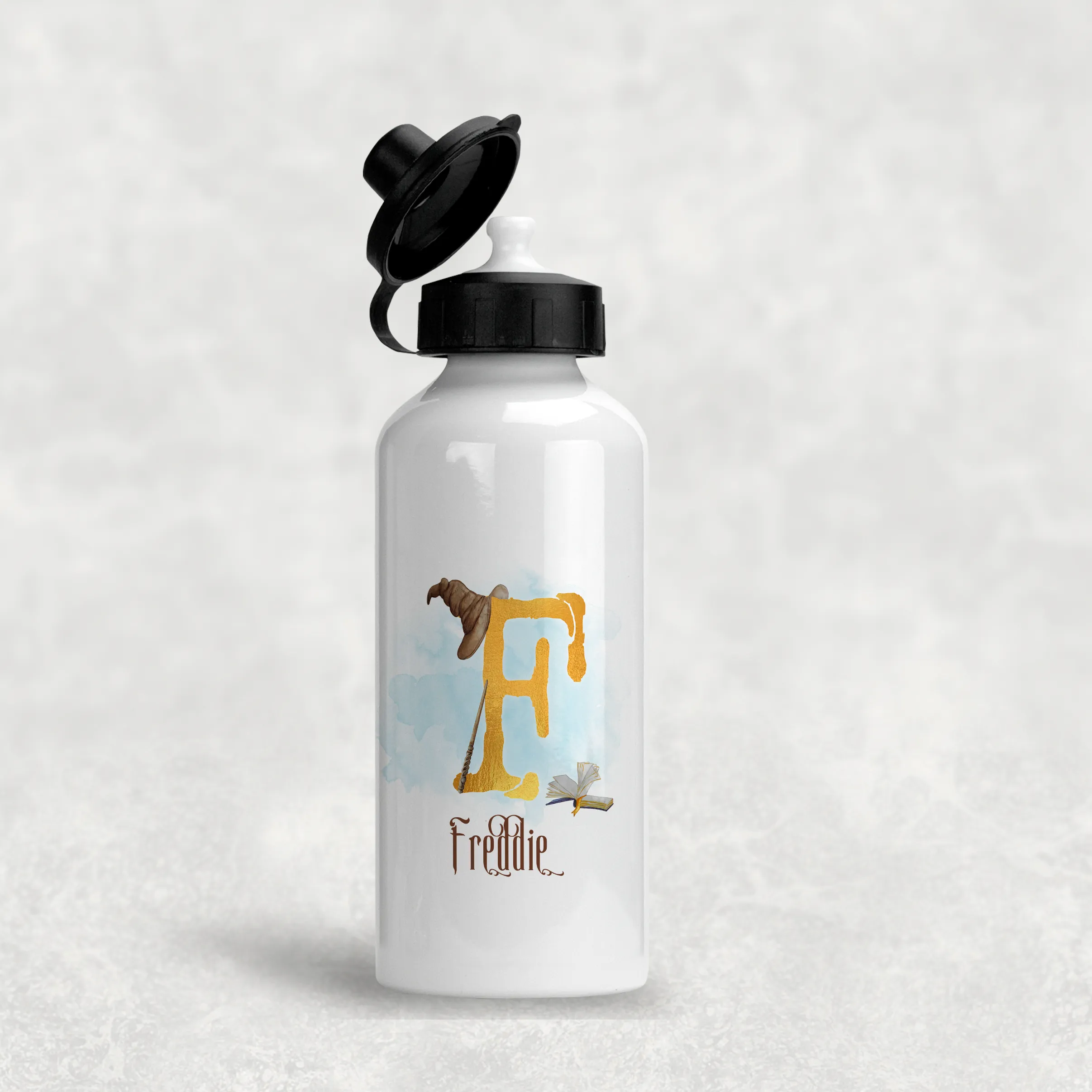 Wizard Alphabet Personalised Aluminium Water Bottle 400/600ml