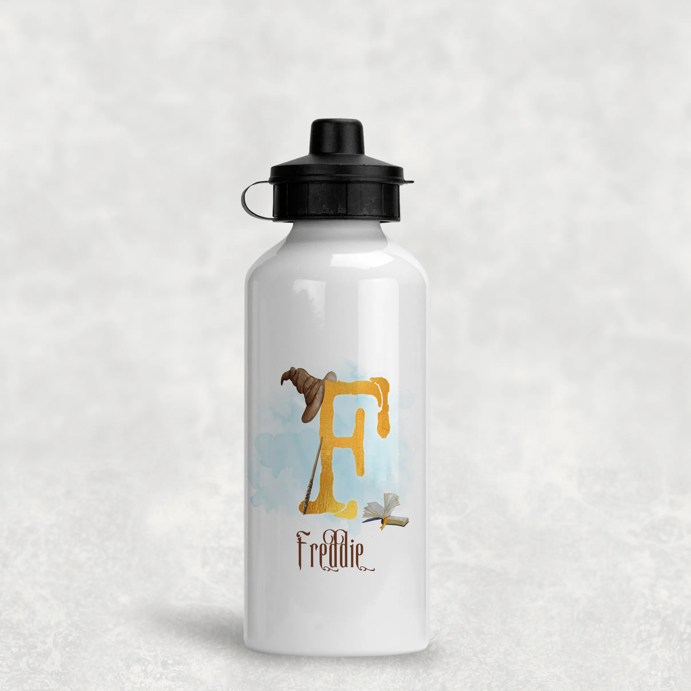 Wizard Alphabet Personalised Aluminium Water Bottle 400/600ml