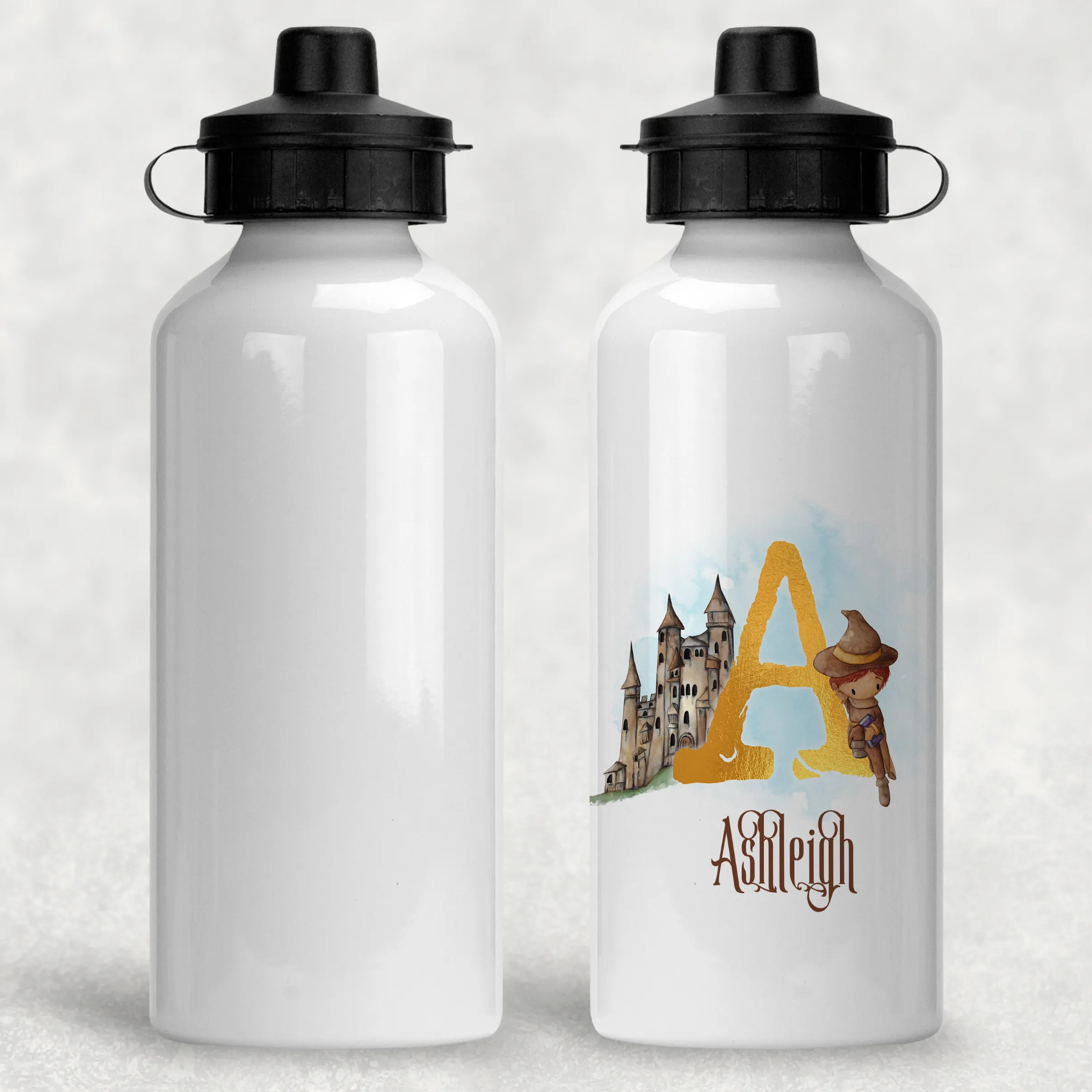 Wizard Alphabet Personalised Aluminium Water Bottle 400/600ml