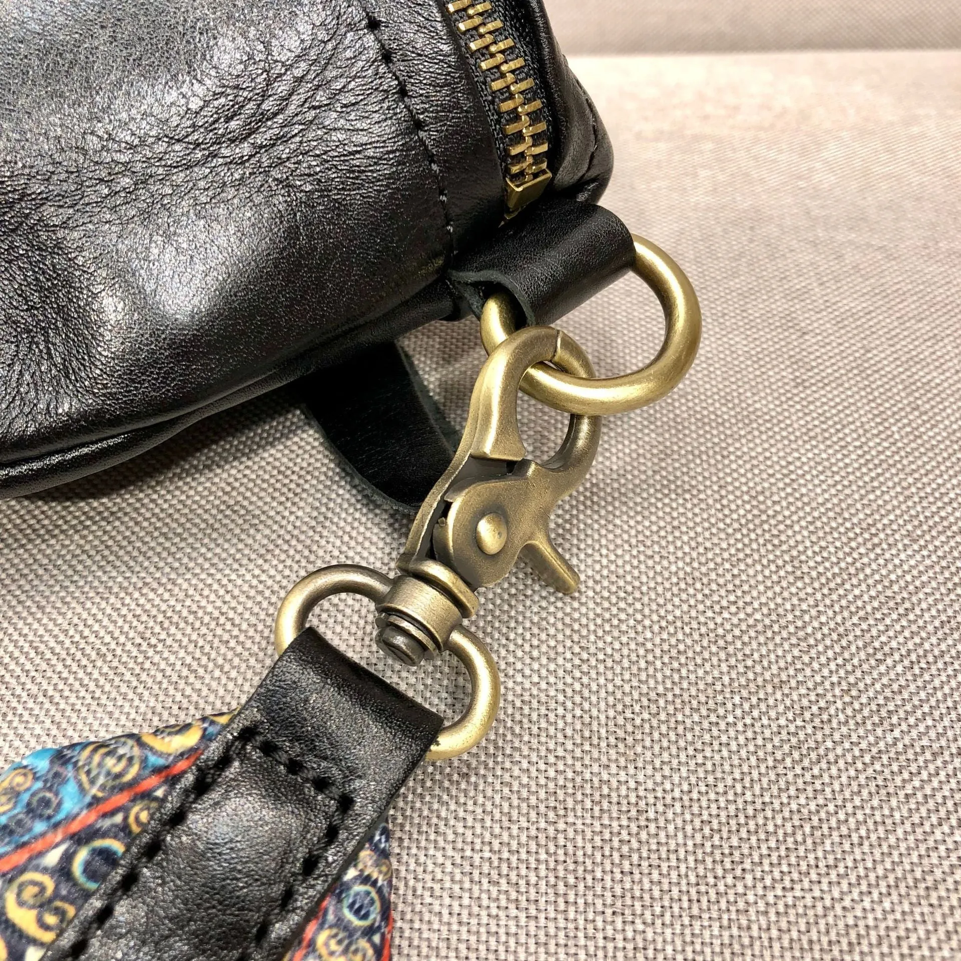 Womens Modern Black Leather Sling Bag Convenient Chest Bag for Women