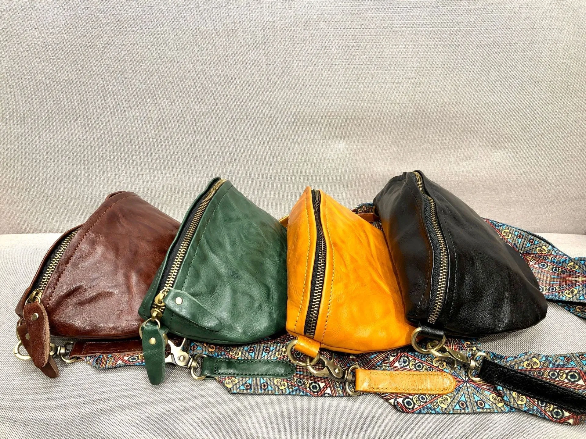 Womens Modern Black Leather Sling Bag Convenient Chest Bag for Women