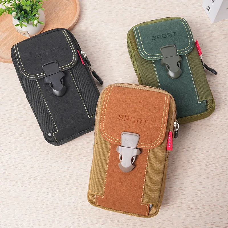 XIANGTUIBAO New Men's Outdoor Small Mobile Phone Waist Bag 6.5-Inch Vertical Version Release Buckle Mobile Phone Bag Multi-Function Belt Belt Waist Bag